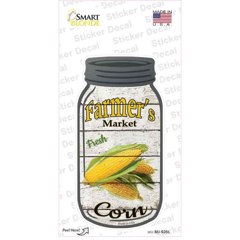 Corn Farmers Market Novelty Mason Jar Sticker Decal Small