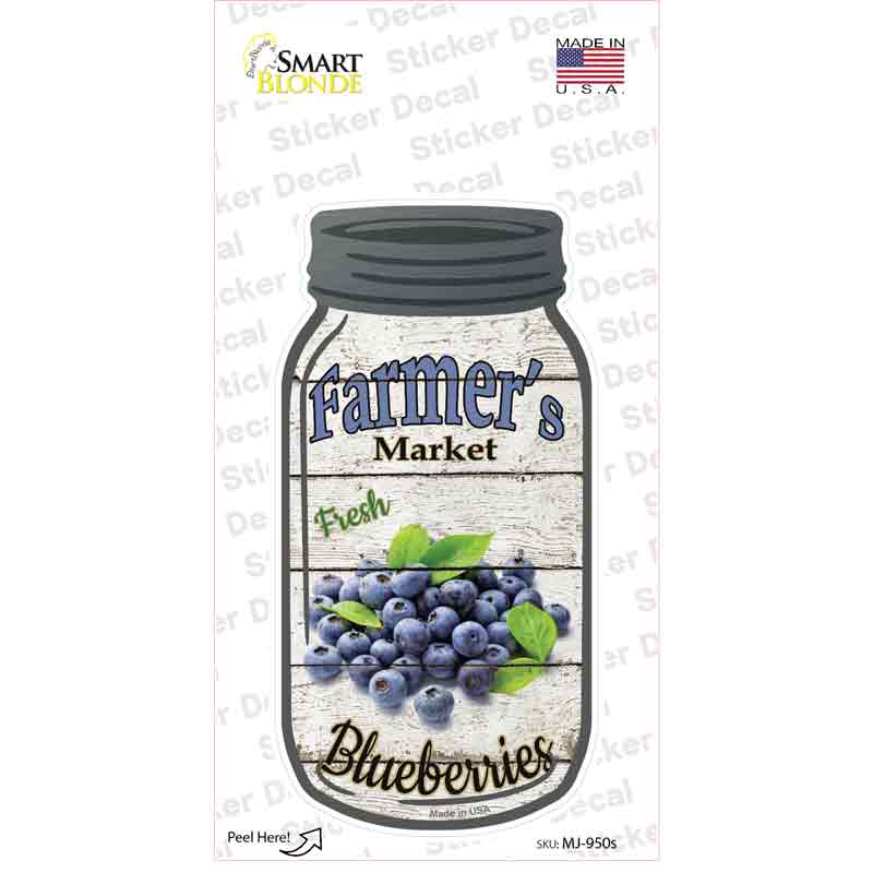 Blueberries Farmers Market Novelty Mason Jar Sticker Decal Small