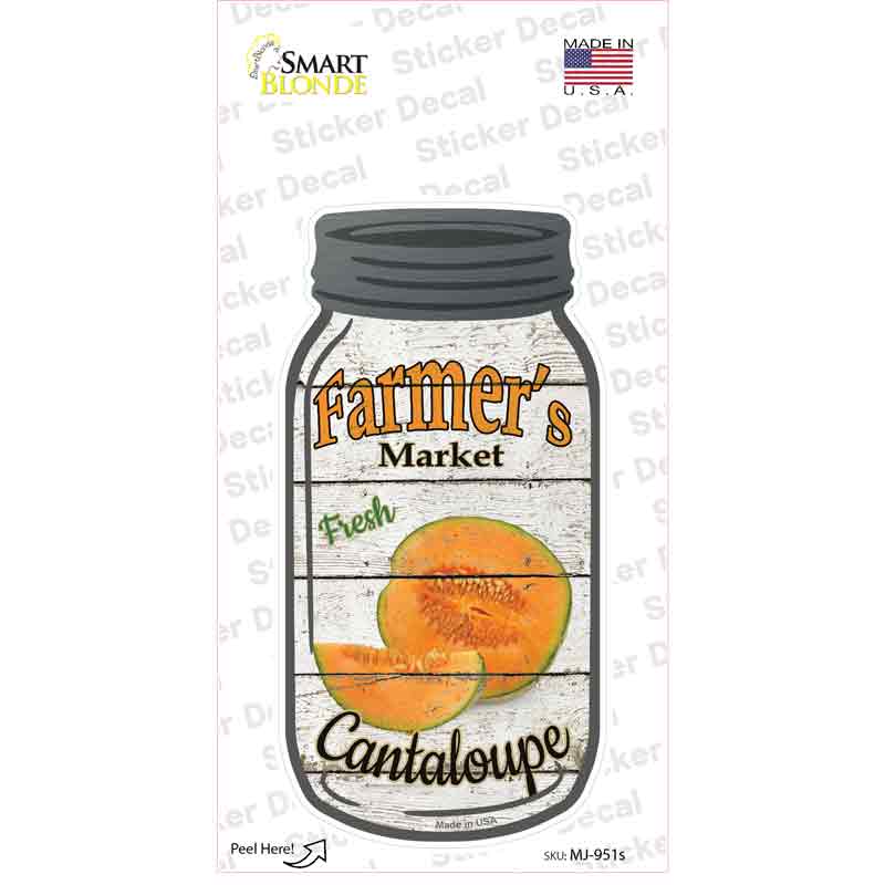 Cantaloupe Farmers Market Novelty Mason Jar Sticker Decal Small