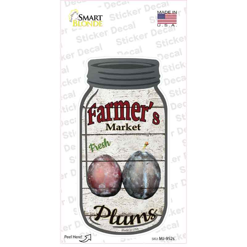 Plums Farmers Market Novelty Mason Jar Sticker Decal Small