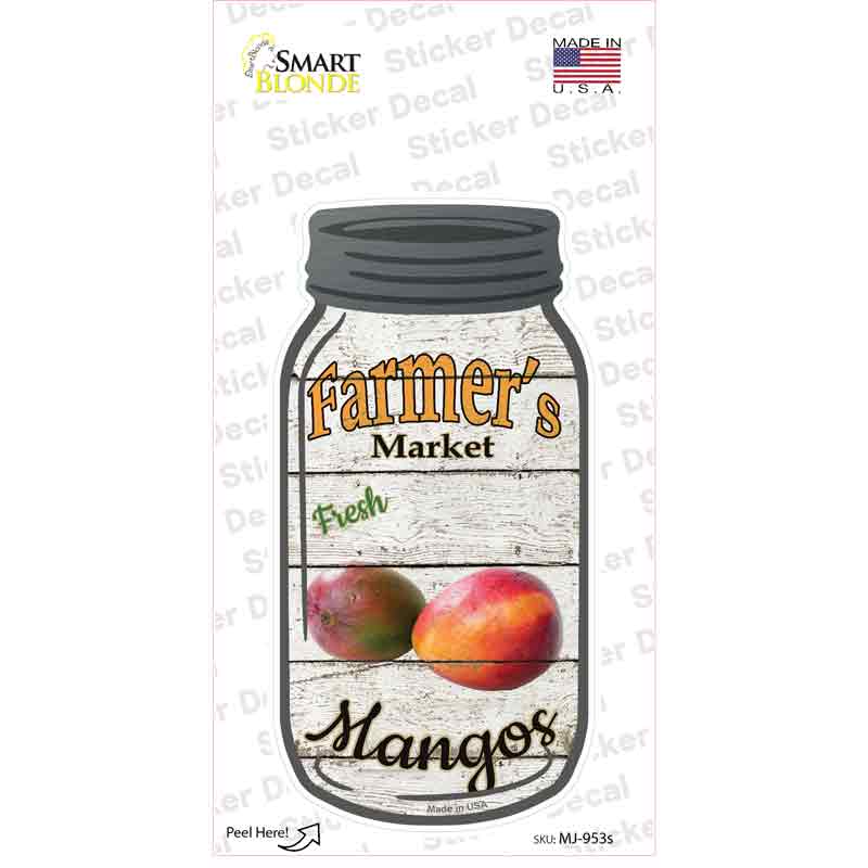 Mangos Farmers Market Novelty Mason Jar Sticker Decal Small