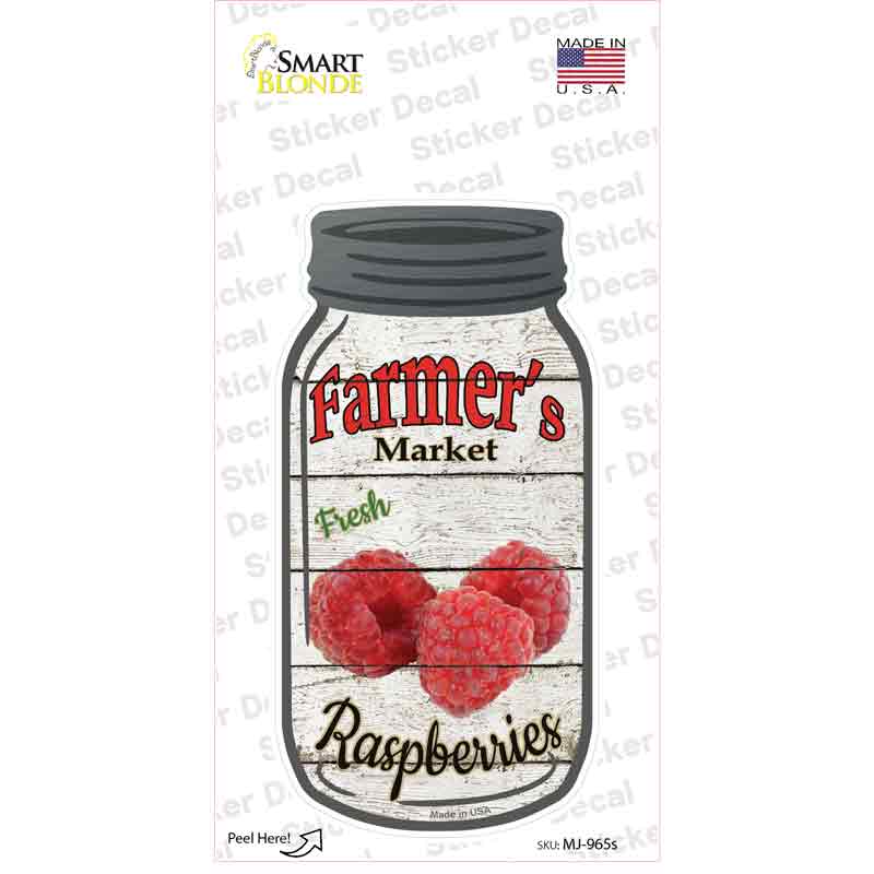 Raspberries Farmers Market Novelty Mason Jar Sticker Decal Small