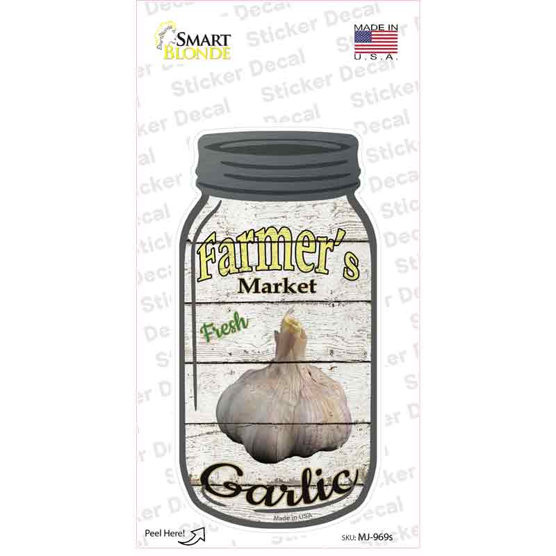 Garlic Farmers Market Novelty Mason Jar Sticker Decal Small