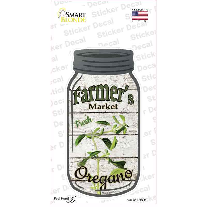 Oregano Farmers Market Novelty Mason Jar Sticker Decal Small