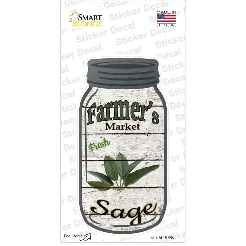 Sage Farmers Market Novelty Mason Jar Sticker Decal