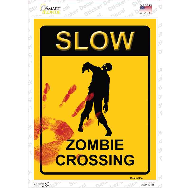 Zombie Crossing Novelty Rectangle Sticker Decal Small