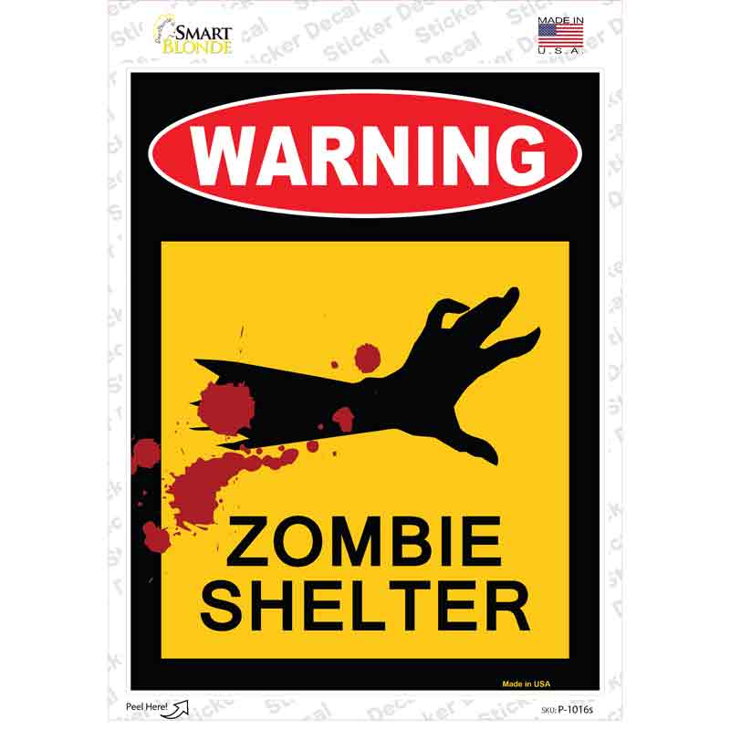 Zombie Shelter Novelty Rectangle Sticker Decal Small