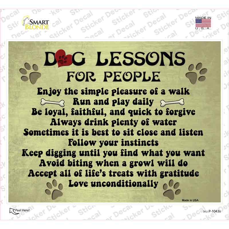 Dog Lessons Novelty Rectangle Sticker Decal Small