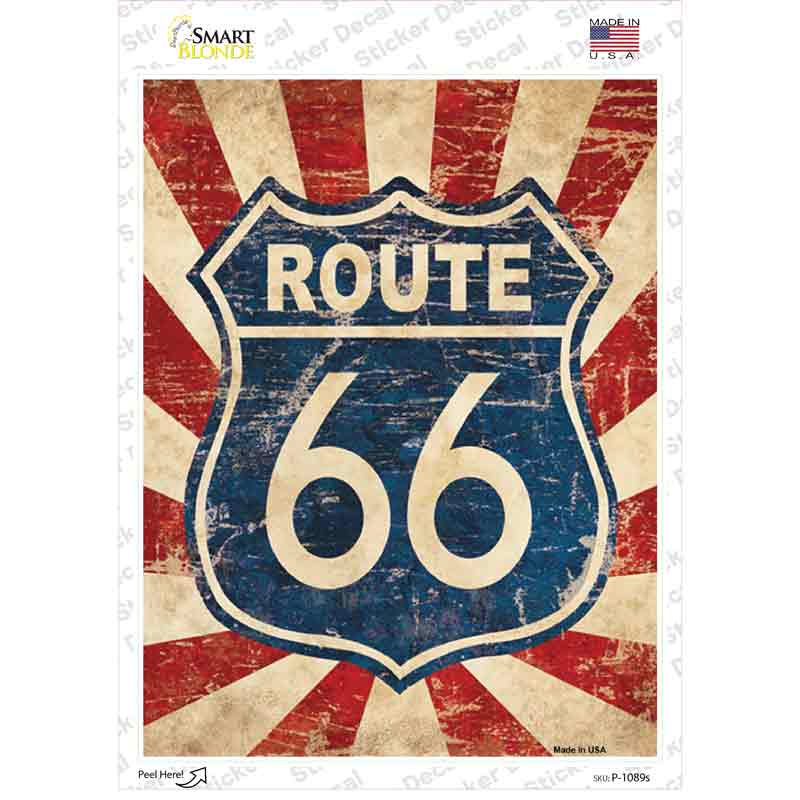 Vintage Route 66 Novelty Rectangle Sticker Decal Small