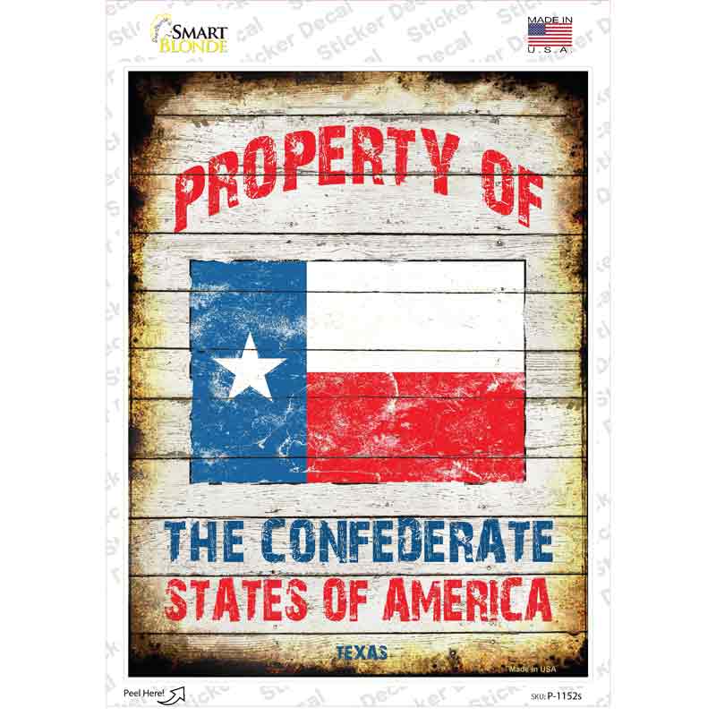 Property Of Texas Novelty Rectangle Sticker Decal Small