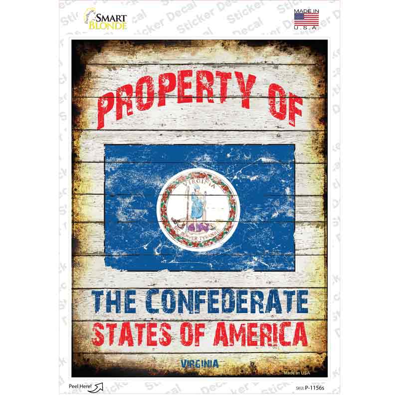 Property Of Virginia Novelty Rectangle Sticker Decal