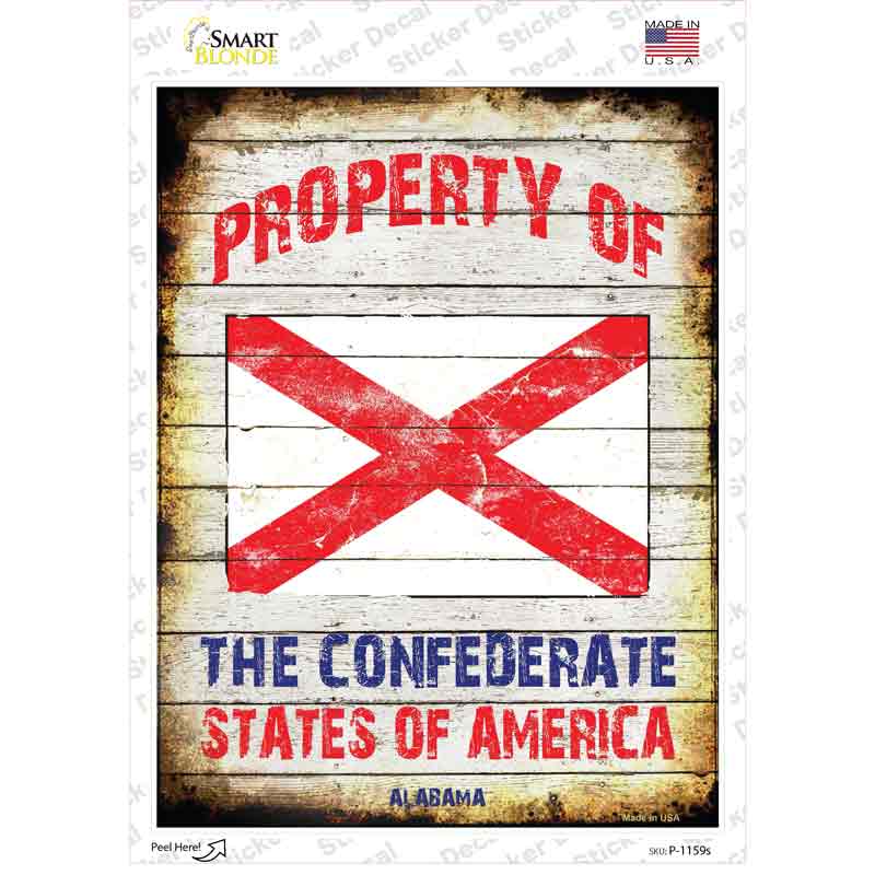 Property Of Alabama Novelty Rectangle Sticker Decal Small