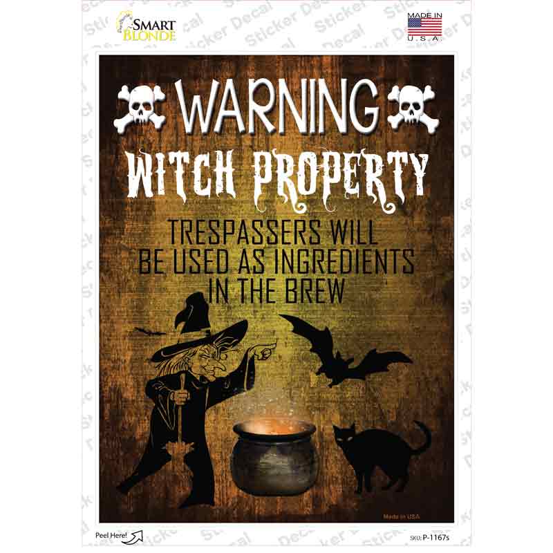 Witch Property Novelty Rectangle Sticker Decal Small