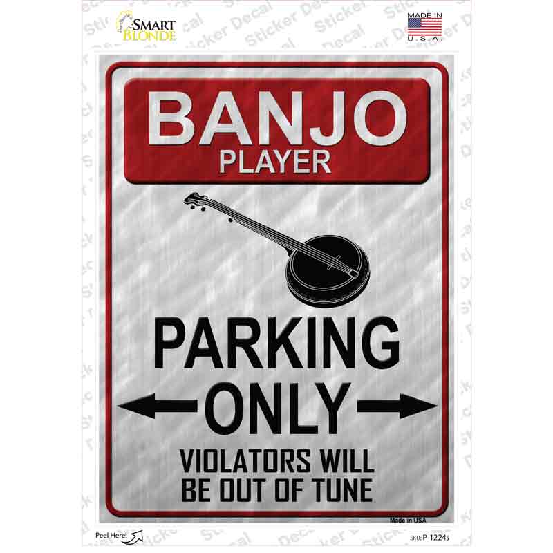 Banjo Player Parking Novelty Rectangle Sticker Decal Small