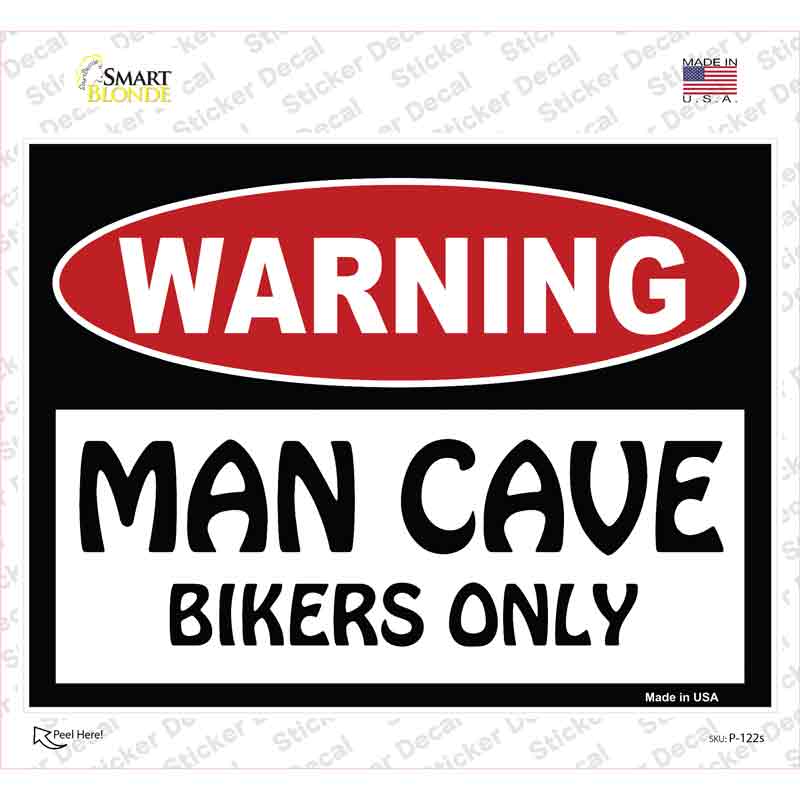 Man Cave Bikers Only Novelty Rectangle Sticker Decal Small