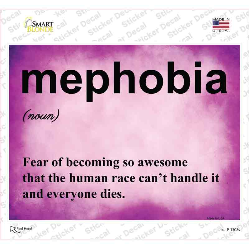 Mephobia Novelty Rectangle Sticker Decal