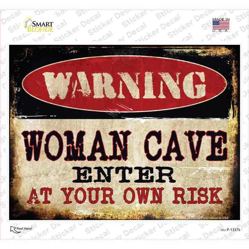 Women Cave Novelty Rectangle Sticker Decal Small