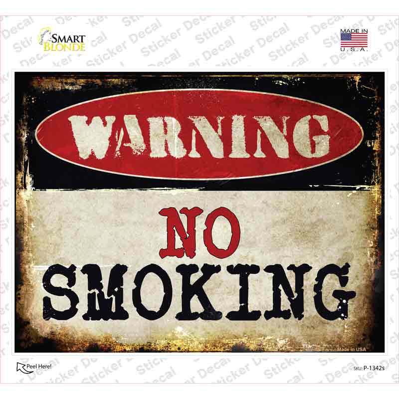 Warning No Smoking Novelty Rectangle Sticker Decal Small