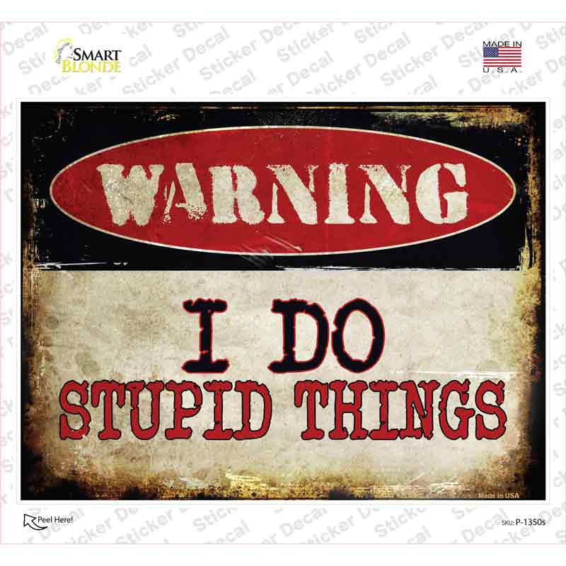 I Do Stupid Things Novelty Rectangle Sticker Decal Small