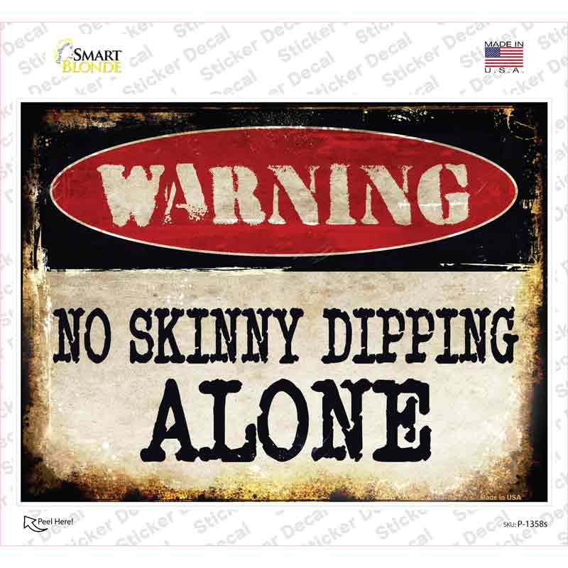 No Skinny Dipping Novelty Rectangle Sticker Decal Small