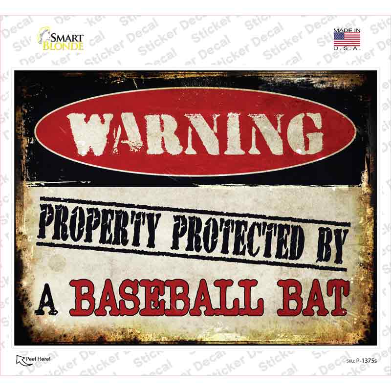 Baseball Bat Novelty Rectangle Sticker Decal Small