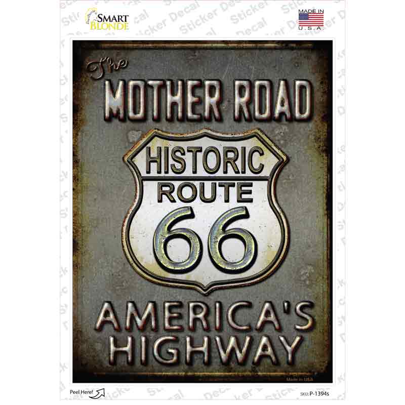 Historic Mother Road Route 66 Novelty Rectangle Sticker Decal