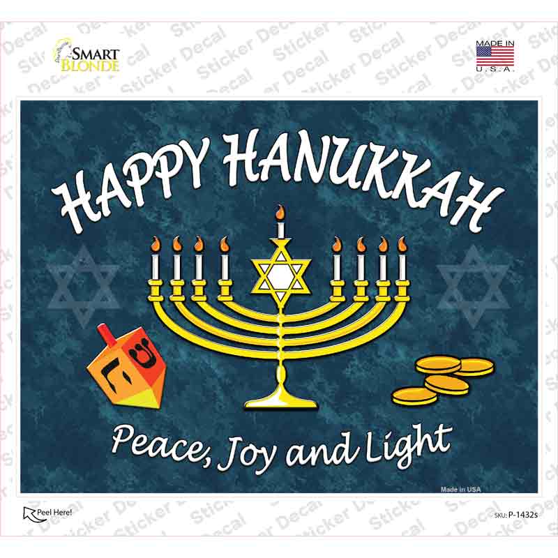 Happy Hanukkah Menorah Novelty Rectangle Sticker Decal Small