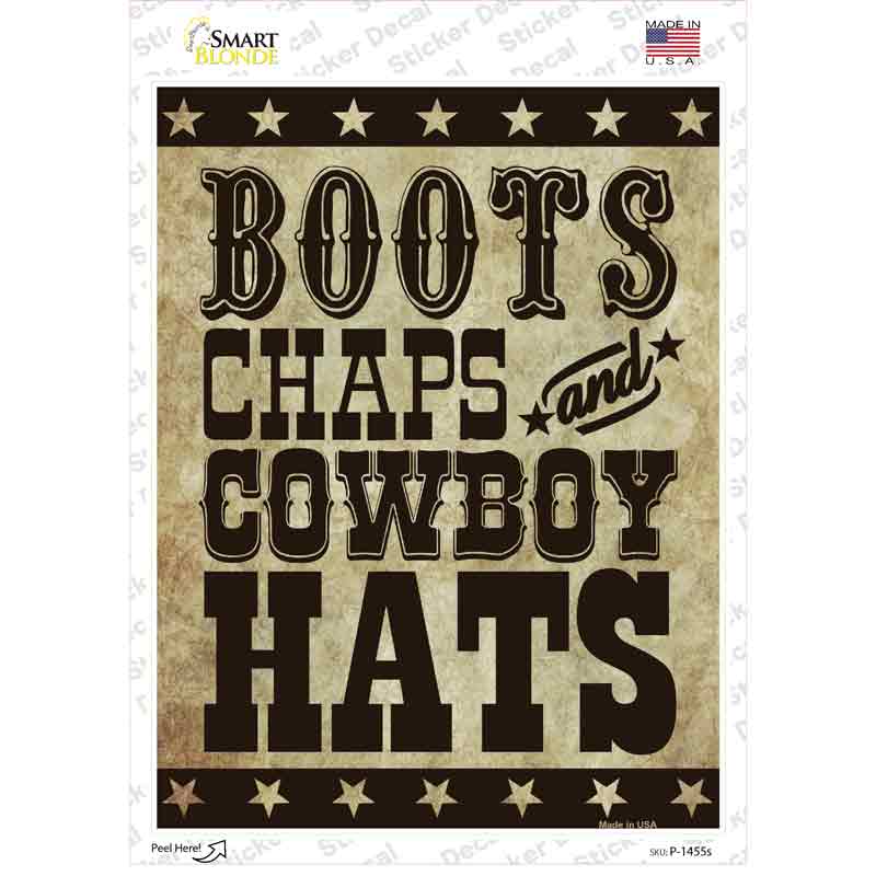 Boots Chaps Cowboy Hats Novelty Rectangle Sticker Decal