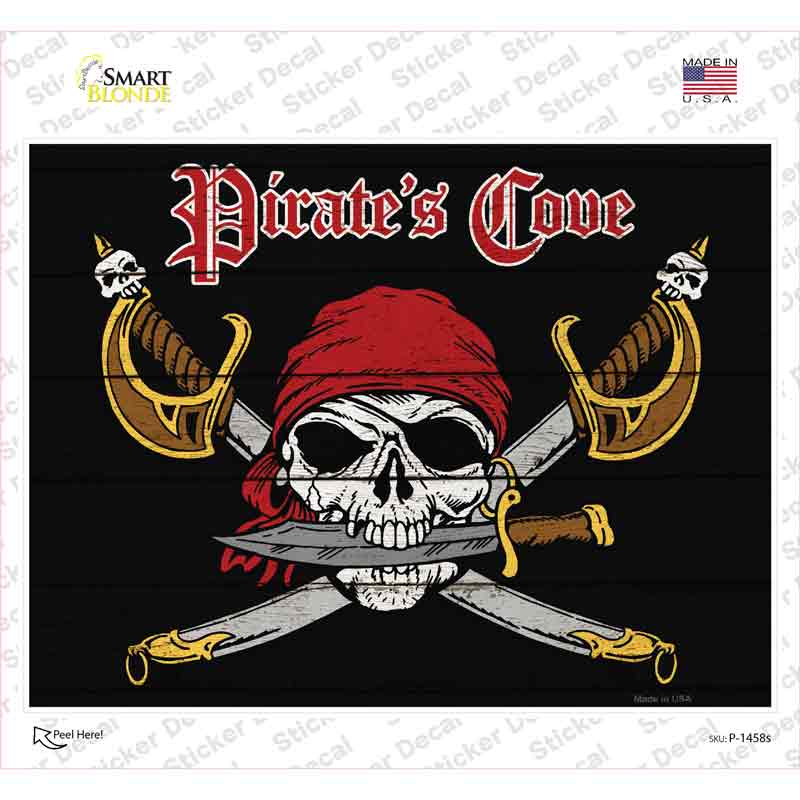 Pirates Cove Skull Novelty Rectangle Sticker Decal