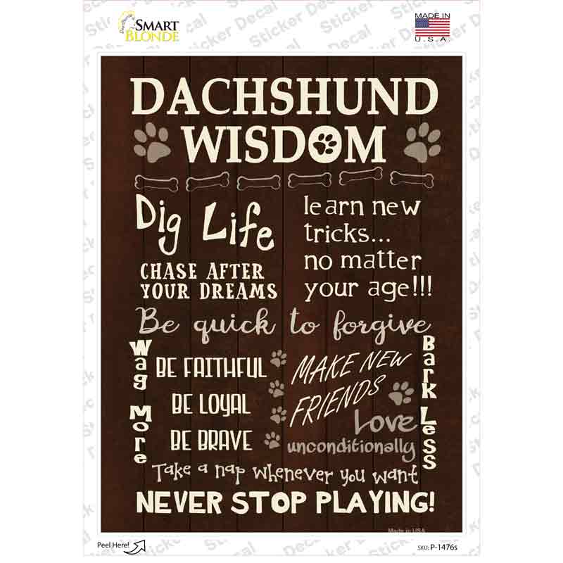 Dachshund Wisdom Novelty Rectangle Sticker Decal Small