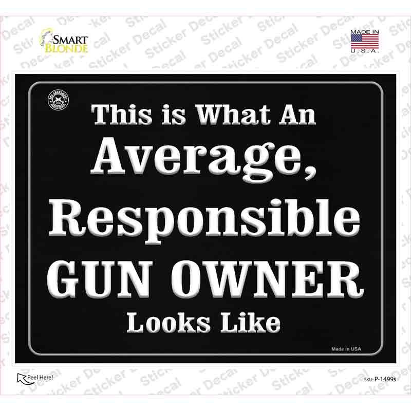 Average, Responsible Gun Owner Looks Like Novelty Rectangle Sticker Decal Small