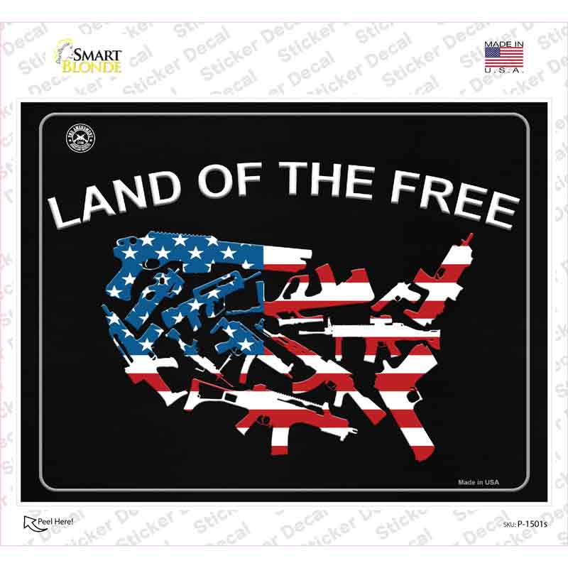 Land Of The Free Novelty Rectangle Sticker Decal Small