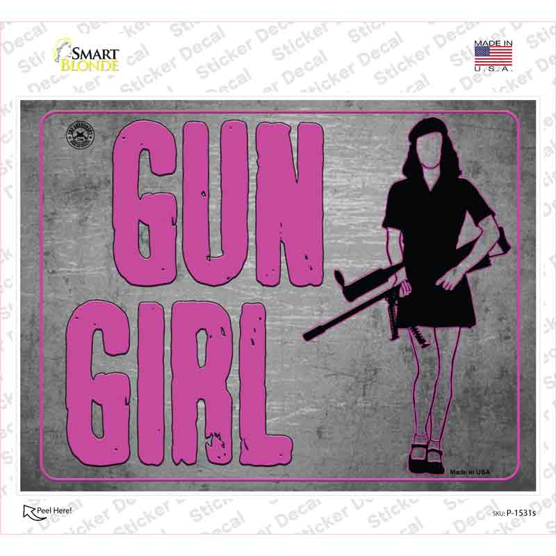 Gun Girl Novelty Rectangle Sticker Decal Small