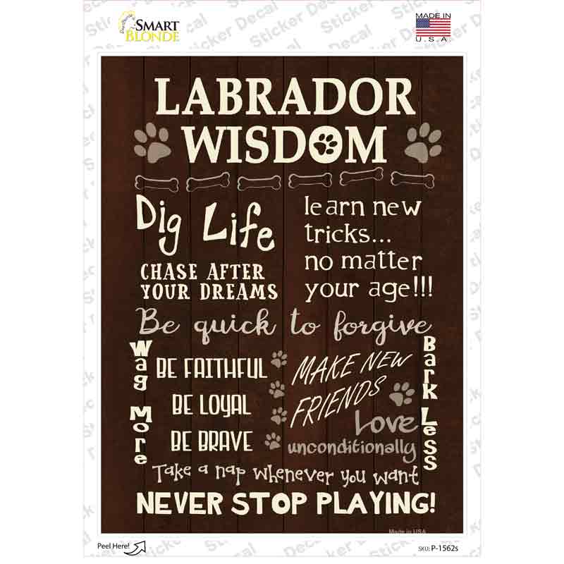 Labrador Wisdom Novelty Rectangle Sticker Decal Small