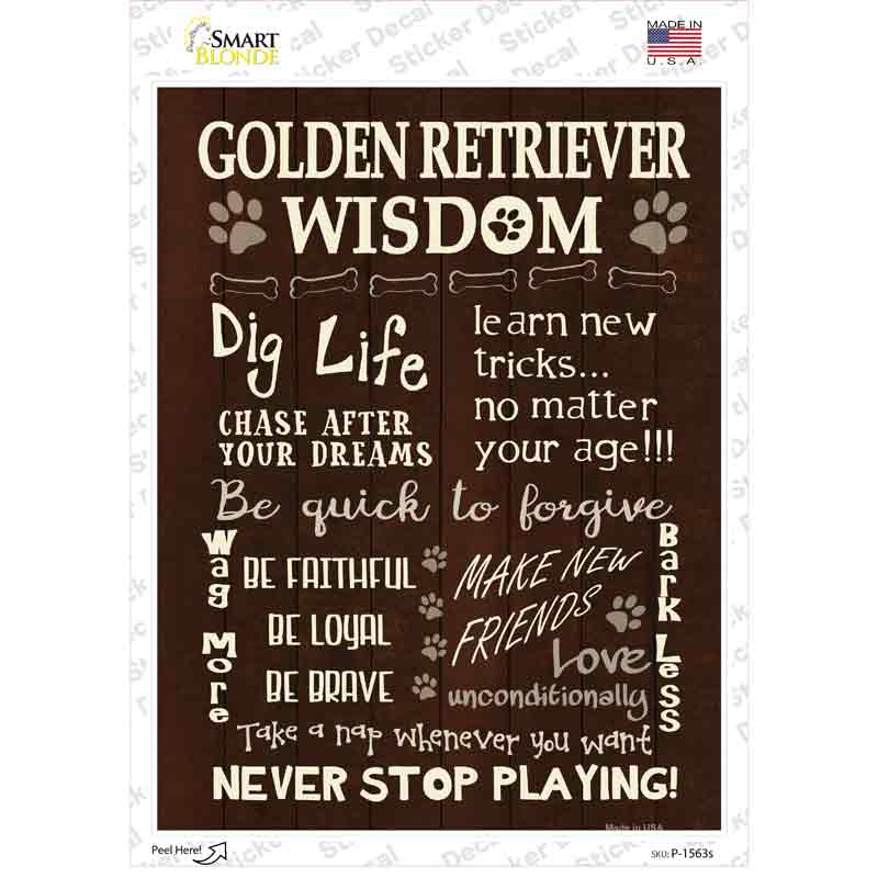 Golden Retriever Wisdom Novelty Rectangle Sticker Decal Small