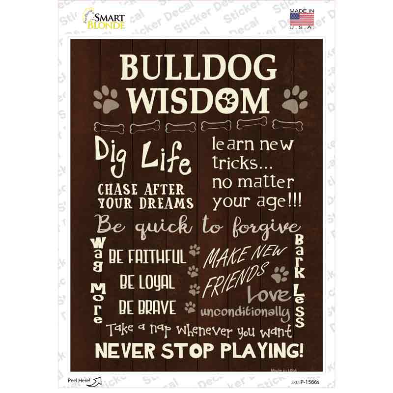 Bulldog Wisdom Novelty Rectangle Sticker Decal Small