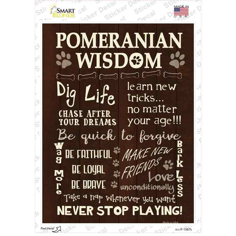 Pomeranian Wisdom Novelty Rectangle Sticker Decal
