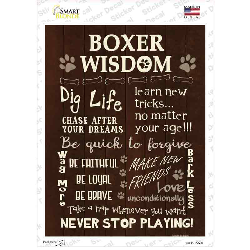 Boxer Wisdom Novelty Rectangle Sticker Decal Small