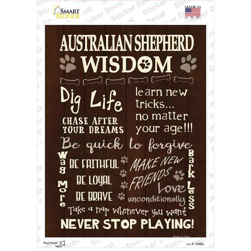 Australian Shepherd Hound Wisdom Novelty Rectangle Sticker Decal Small