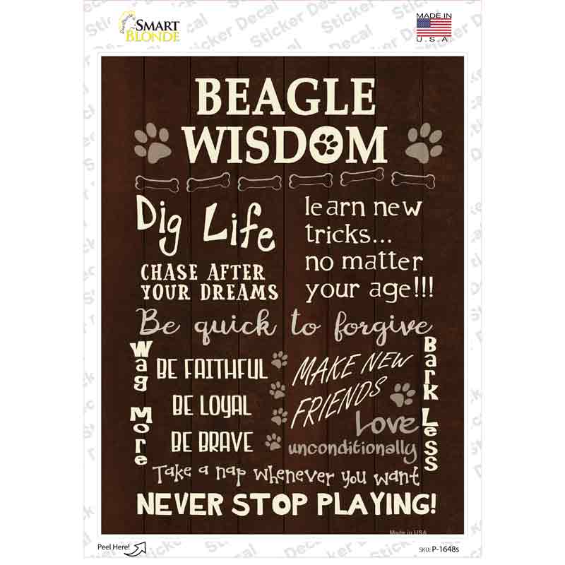 Beagle Wisdom Novelty Rectangle Sticker Decal Small