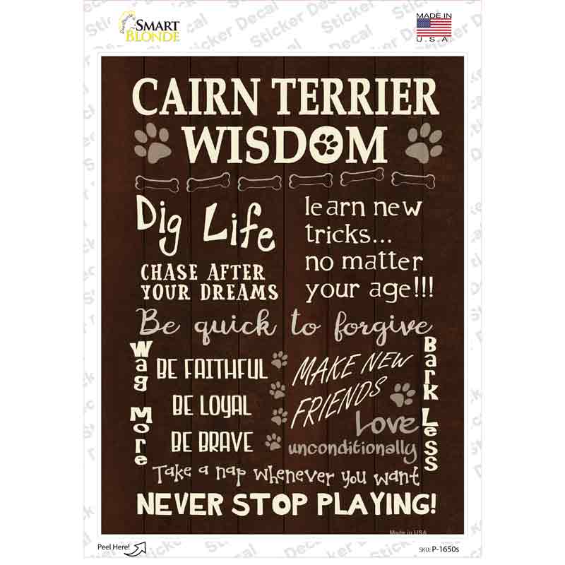 Cairn Terrier Wisdom Novelty Rectangle Sticker Decal Small