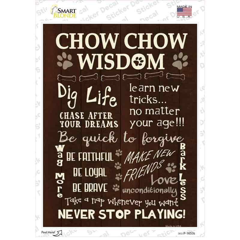 Chow Chow Wisdom Novelty Rectangle Sticker Decal Small