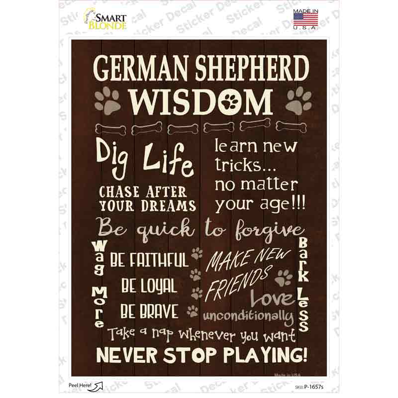 German Shepherd Wisdom Novelty Rectangle Sticker Decal Small