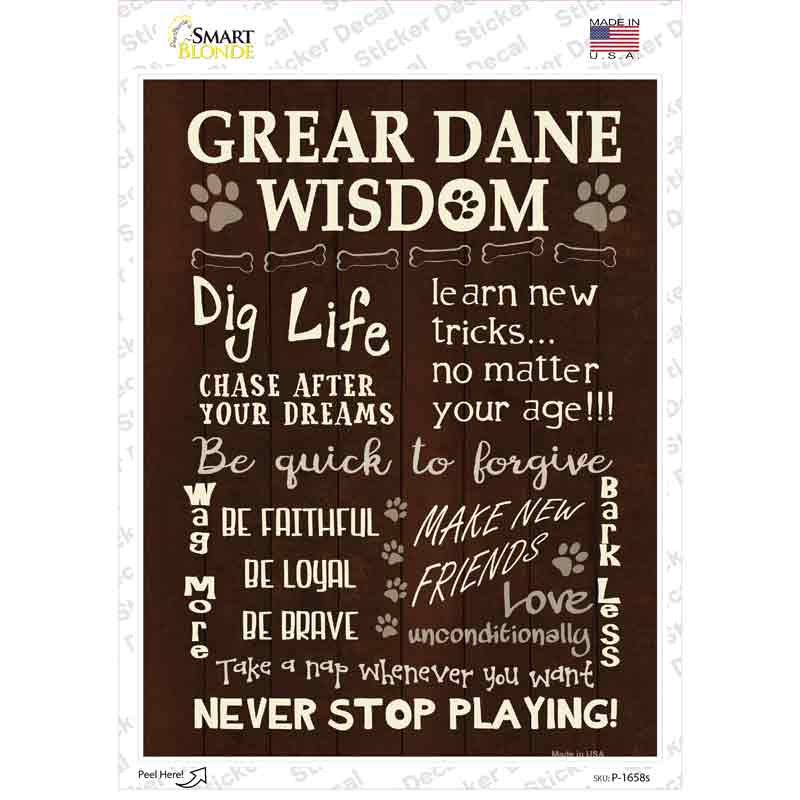 Great Dane Wisdom Novelty Rectangle Sticker Decal Small