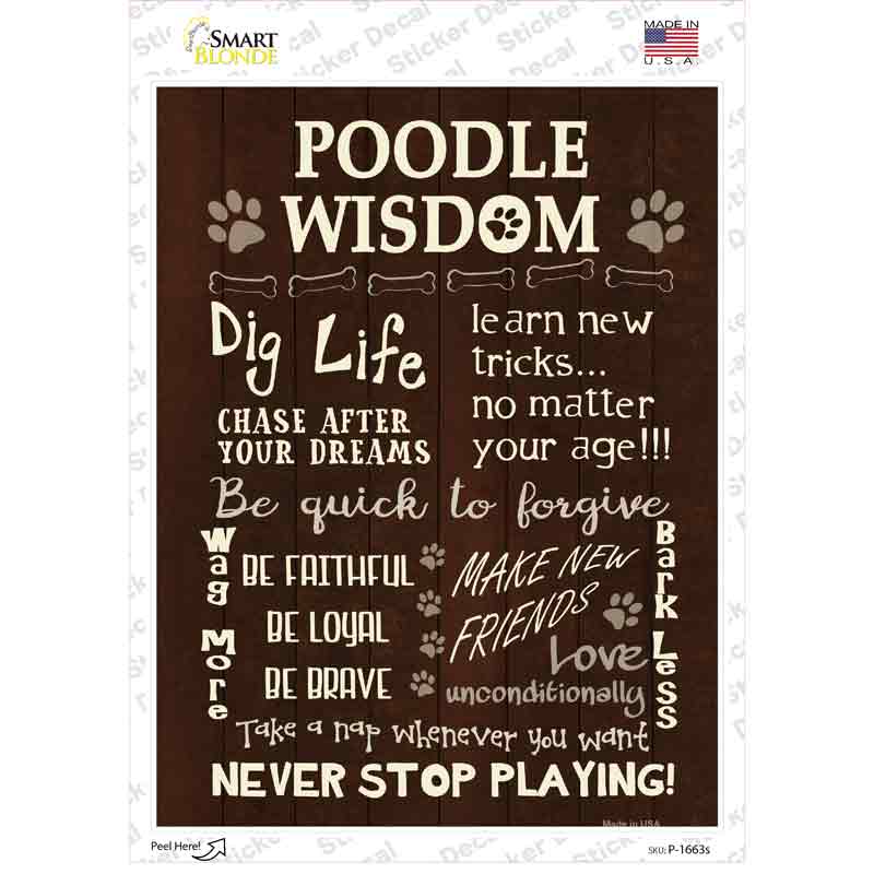 Poodle Wisdom Novelty Rectangle Sticker Decal Small