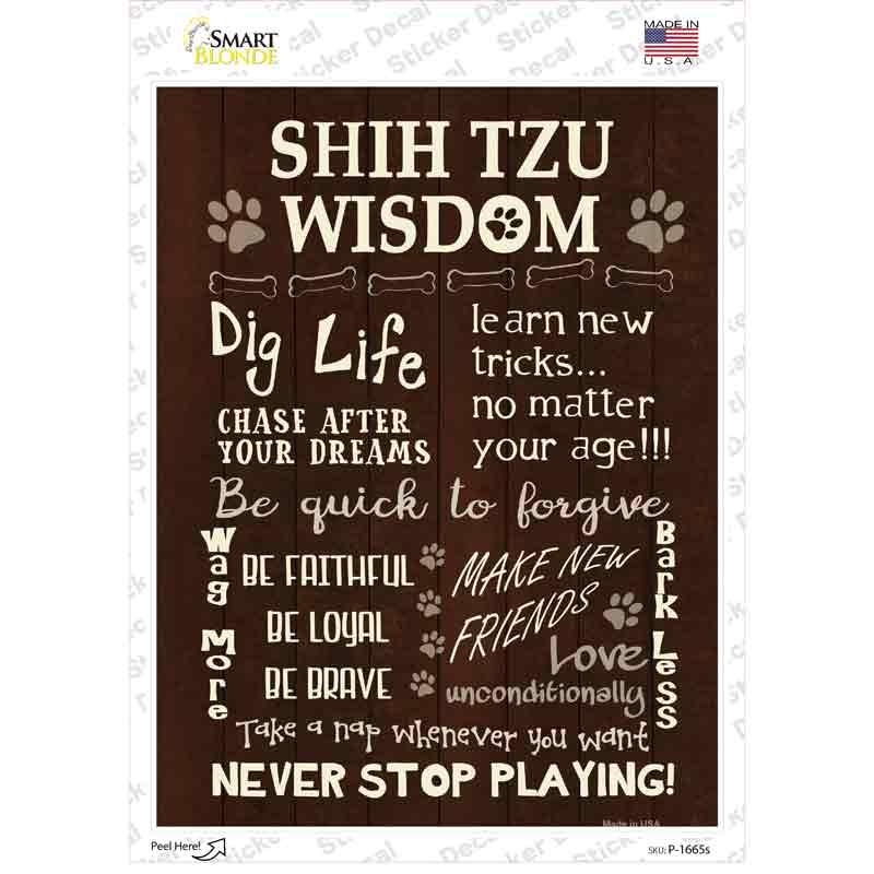 Shih Tzu Wisdom Novelty Rectangle Sticker Decal Small