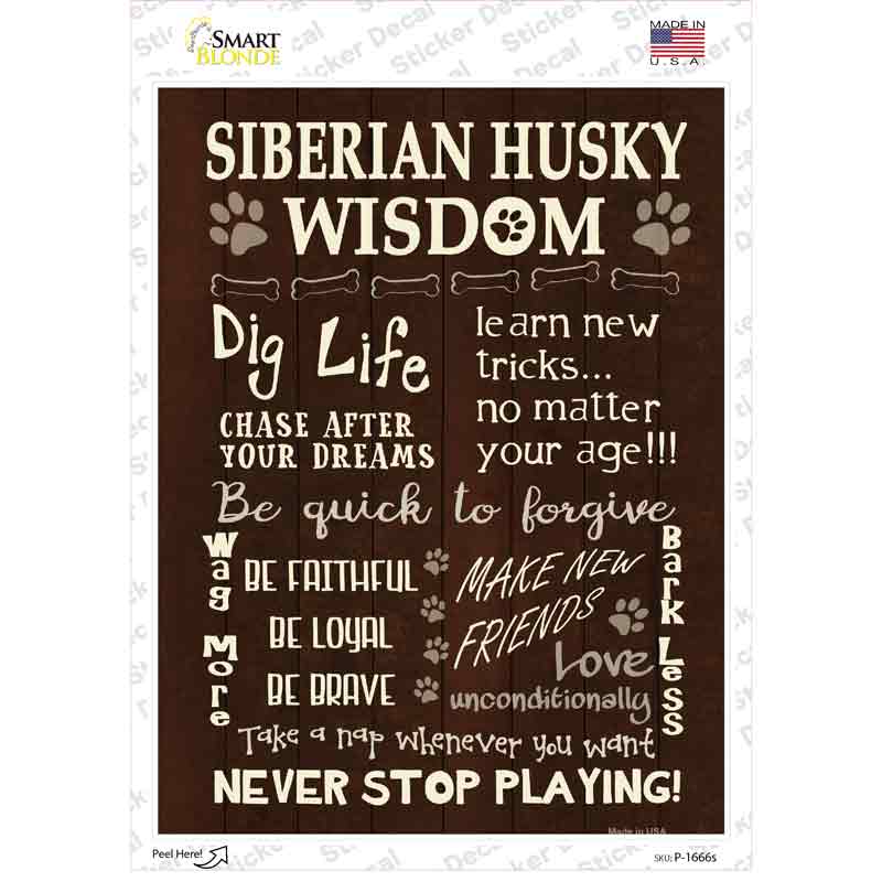 Siberian Husky Wisdom Novelty Rectangle Sticker Decal Small