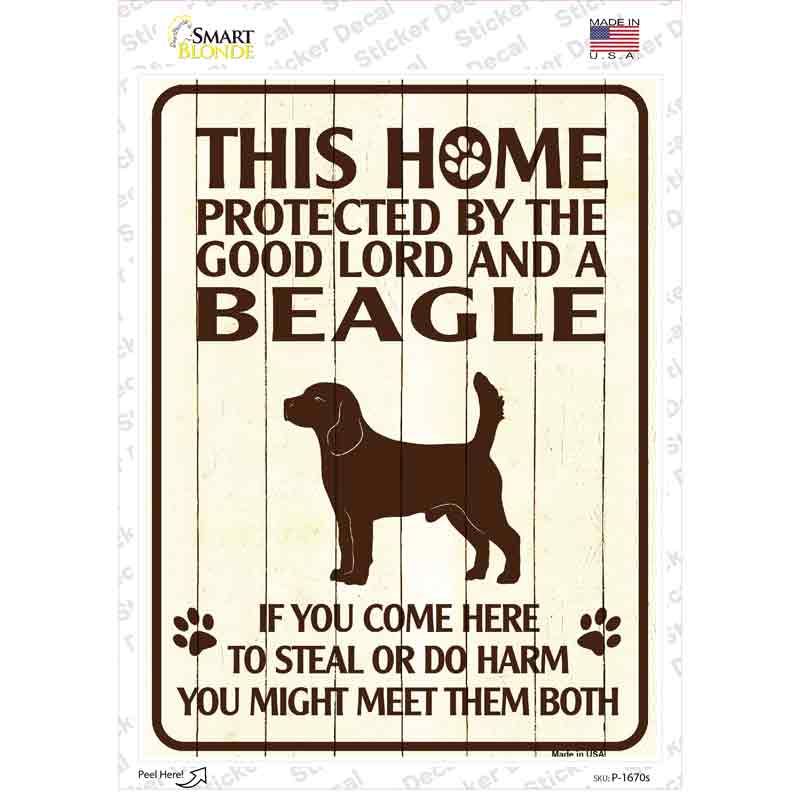 Protected By A Beagle Novelty Rectangle Sticker Decal Small