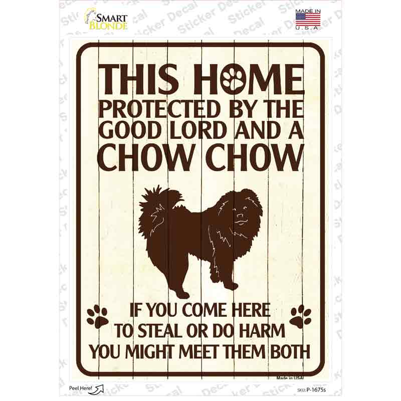 Protected By A Chow Chow Novelty Rectangle Sticker Decal Small