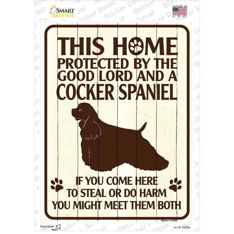 Protected By A Cocker Spaniel Novelty Rectangle Sticker Decal Small